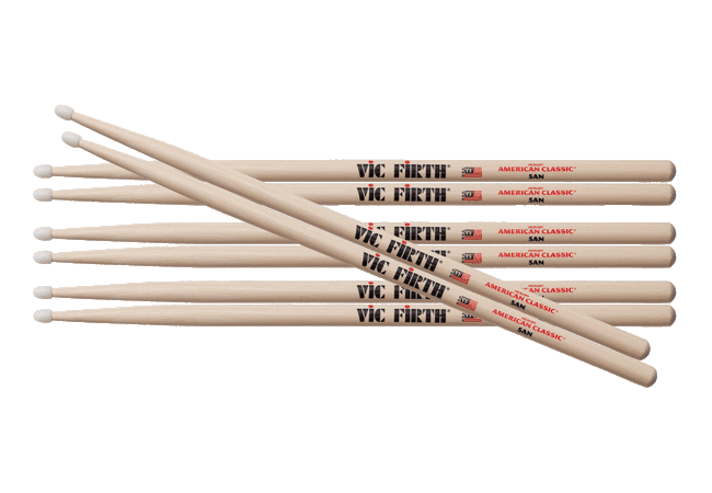 Vic Firth 5A nylon tip drumsticks pack - 4 pairs for the price of