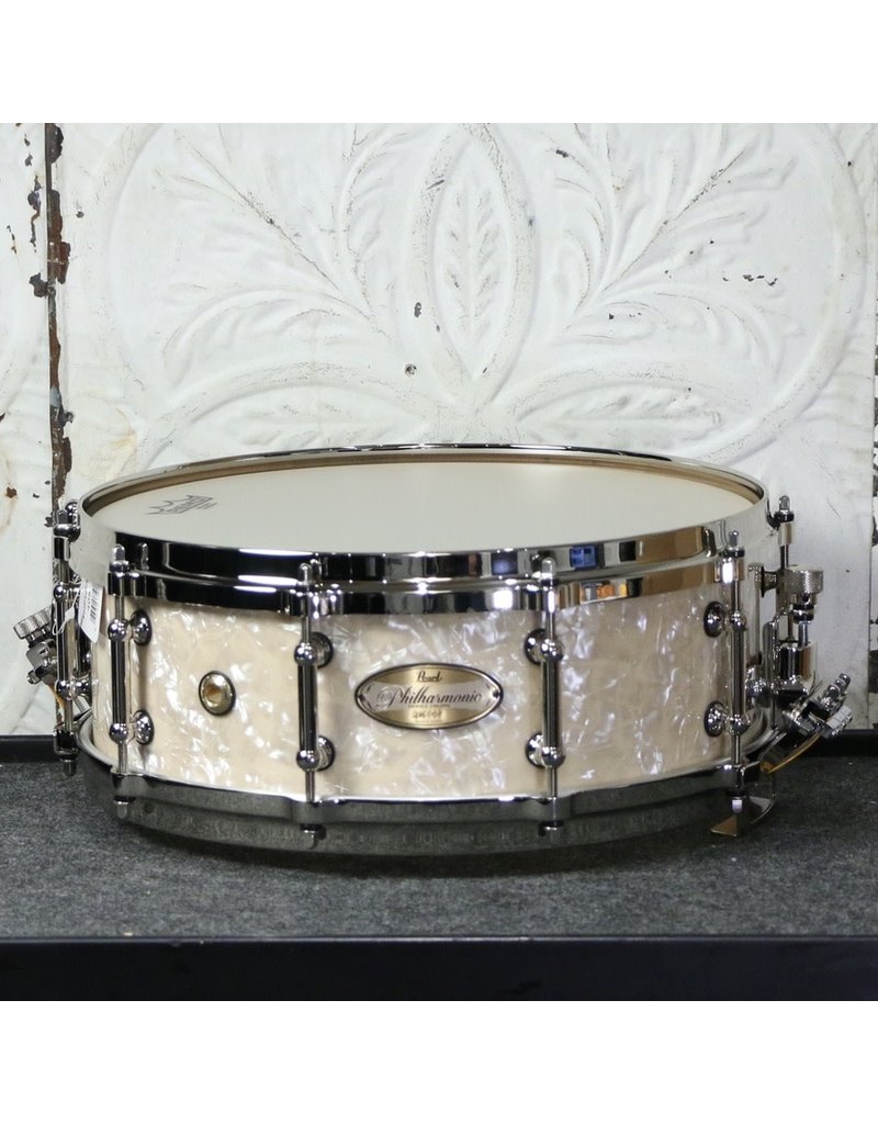 Pearl PHILHARMONIC 75TH ANNIV 14x5 MAPLE/BIRCH Snare Drum WHITE SWIRL