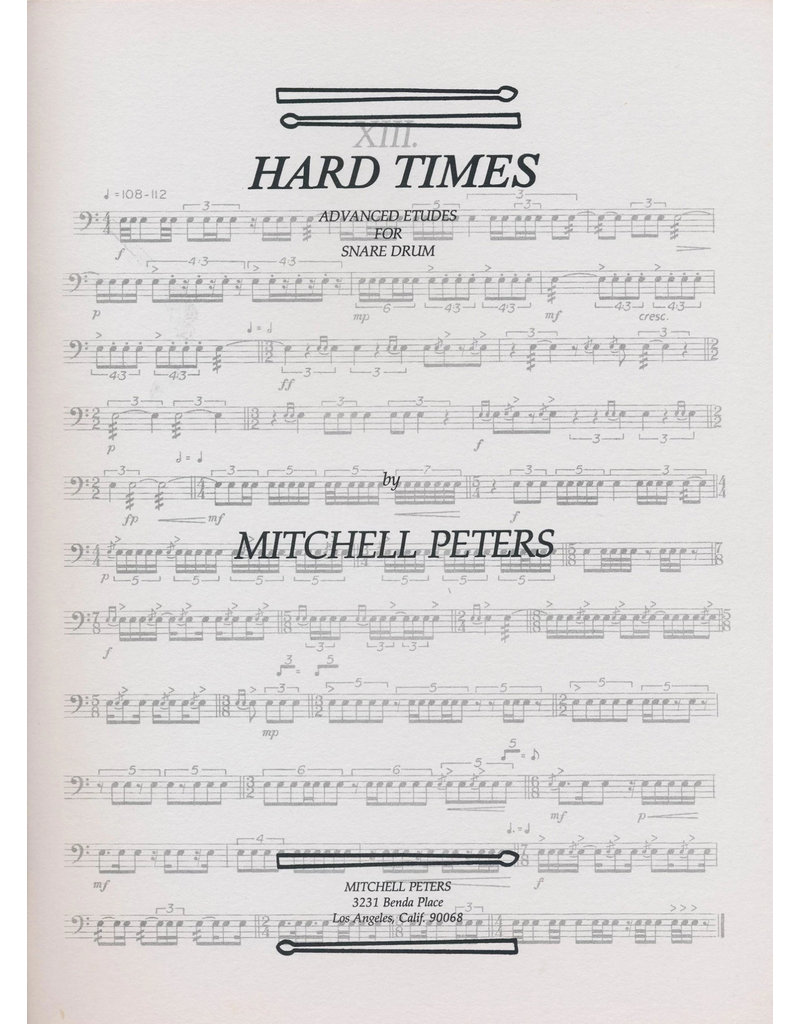 Try Publications Hard Times for Snare Drum by Mitchell Peters