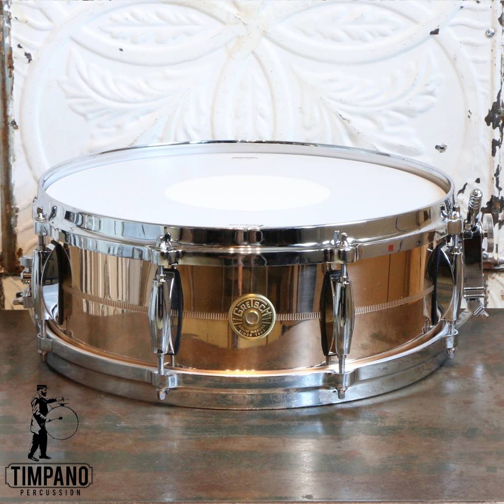 Gretsch 14x5 USA Custom Hammered Chrome Over Brass Snare Drum