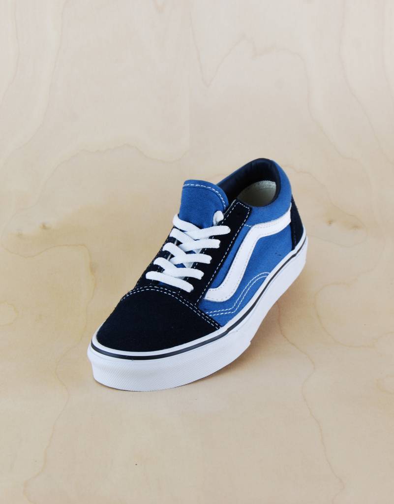 navy blue and white vans