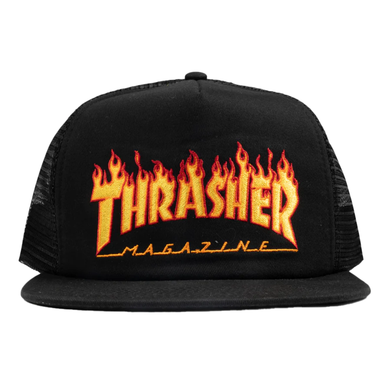Thrasher Thrasher - Flame Embroidered Snapback Black