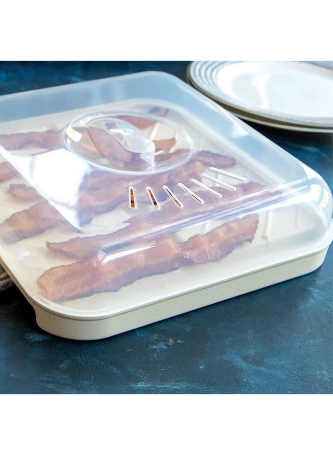 MED SLANTED BACON TRAY W LID