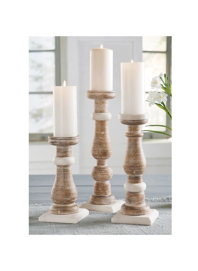 WOOD MARBLE CANDLESTICK015