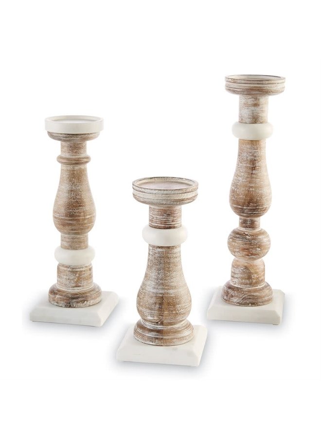 WOOD MARBLE CANDLESTICK015