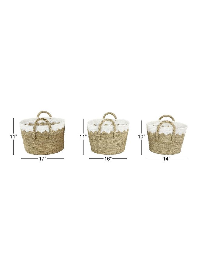 TAN & WHITE SEAGRASS BASKET