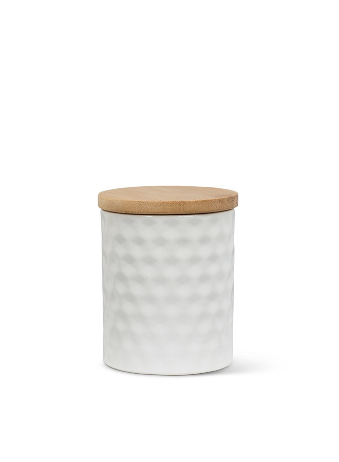 TEXTURED CANISTER W LID/WHITE