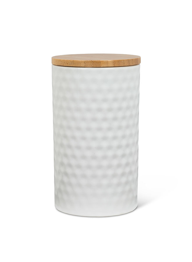 TEXTURED CANISTER W LID/WHITE