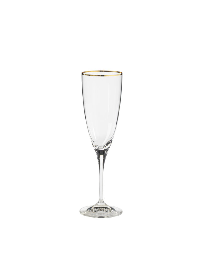 FLUTE W GOLDEN RIM 8 OZ GLASS