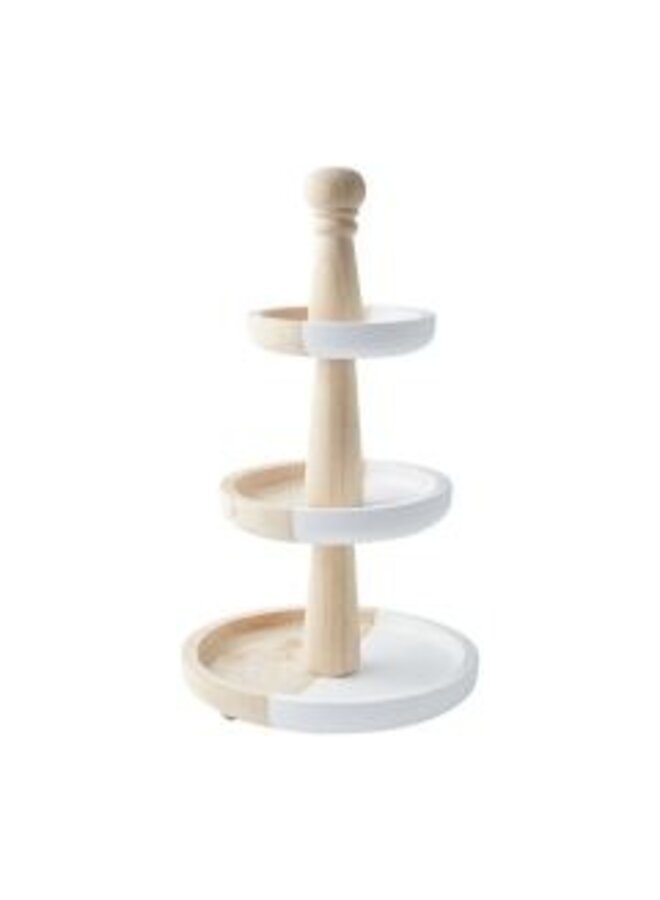 WOOD AND WHITE TIERED SERVER
