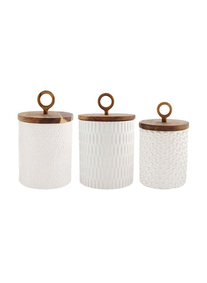 MUD PIE WHITE HOUSE STONEWARE CANISTERS