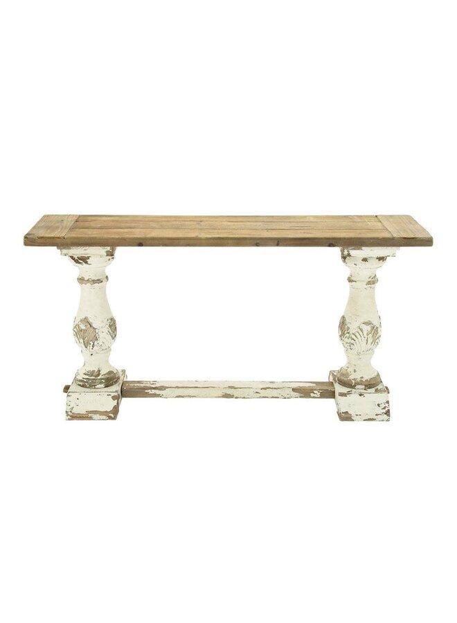 WHITE VINTAGE WOOD CONSOLE TABLE