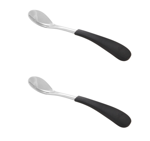 Avanchy - Stainless Steel Baby Spoons (2 Pack) Black