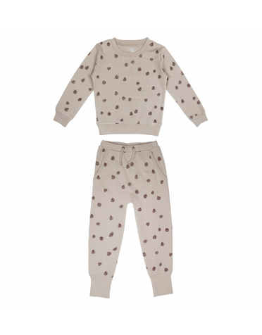 L'ovedbaby L'ovedbaby - Printed Sweatshirt & Jogger Set Oatmeal Pinecone 4T