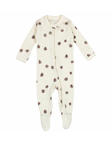 L'ovedbaby L'ovedbaby - Organic Zipper Footed Overall Buttercream Pinecone 12-18