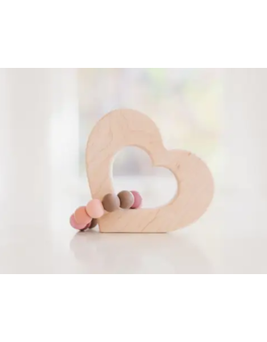 Bannor Toys Bannor Toys - Heart Grasping Wooden Baby Toy with Teething Beads