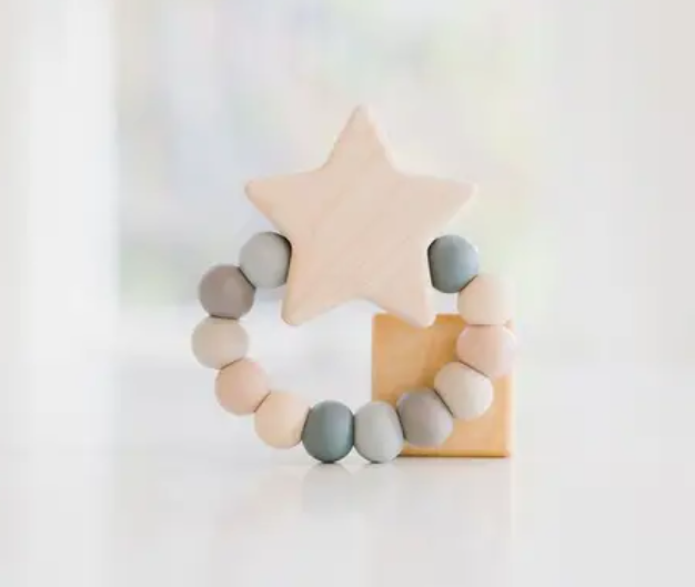 Bannor Toys Bannor Toys - Star Charm Wood and Silicone Teething Toy