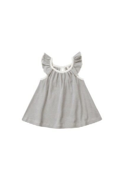 RUFFLE SWING DRESS || LAGOON MICRO STRIPE