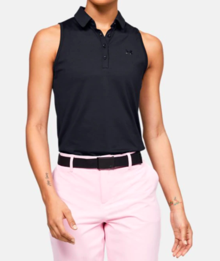 black sleeveless polo