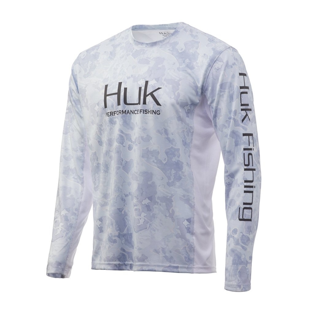 Huk Shirt Mens Medium Gray Rash Guard Icon X Tide Change Camo