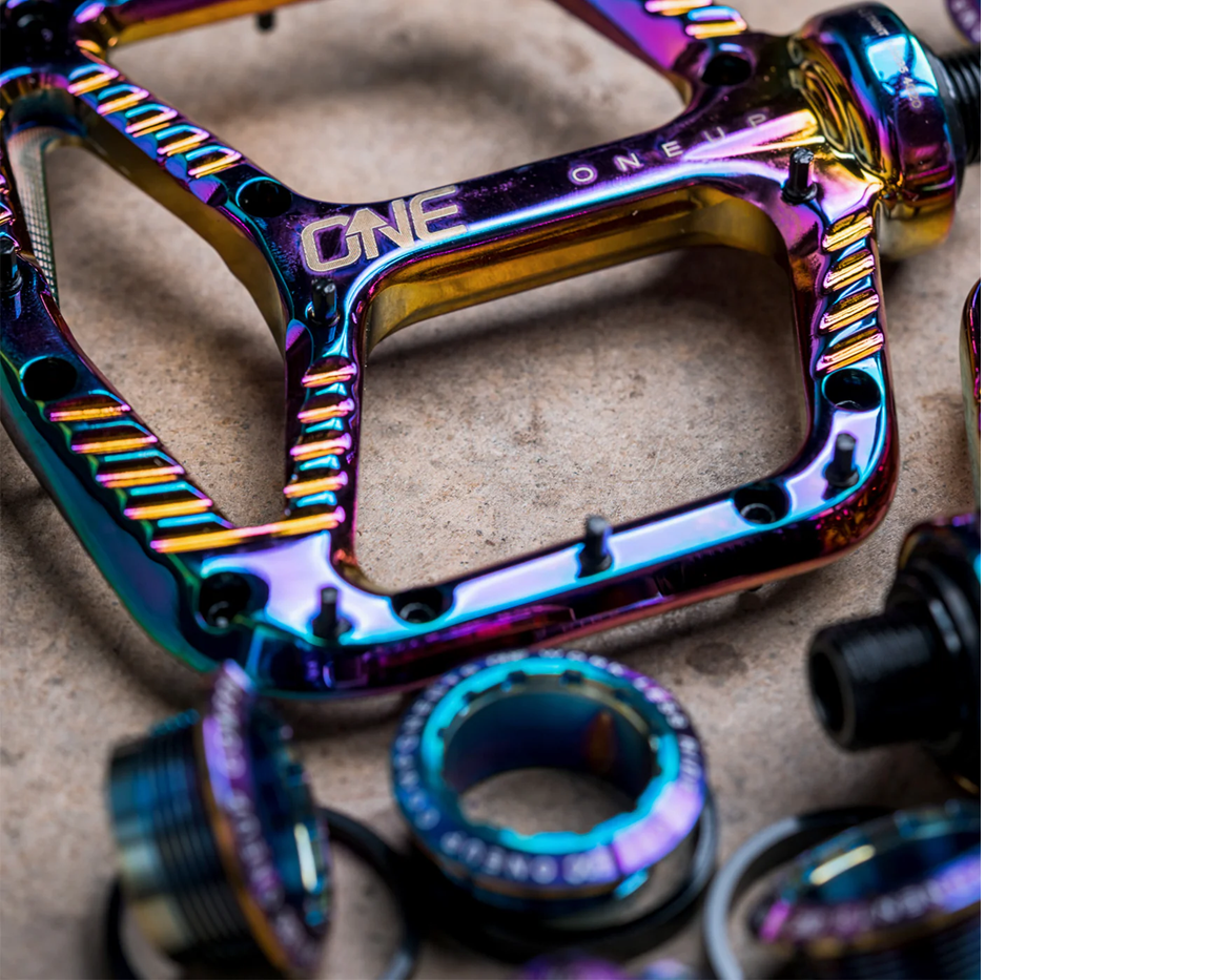 One Up Aluminium pedals oil slick