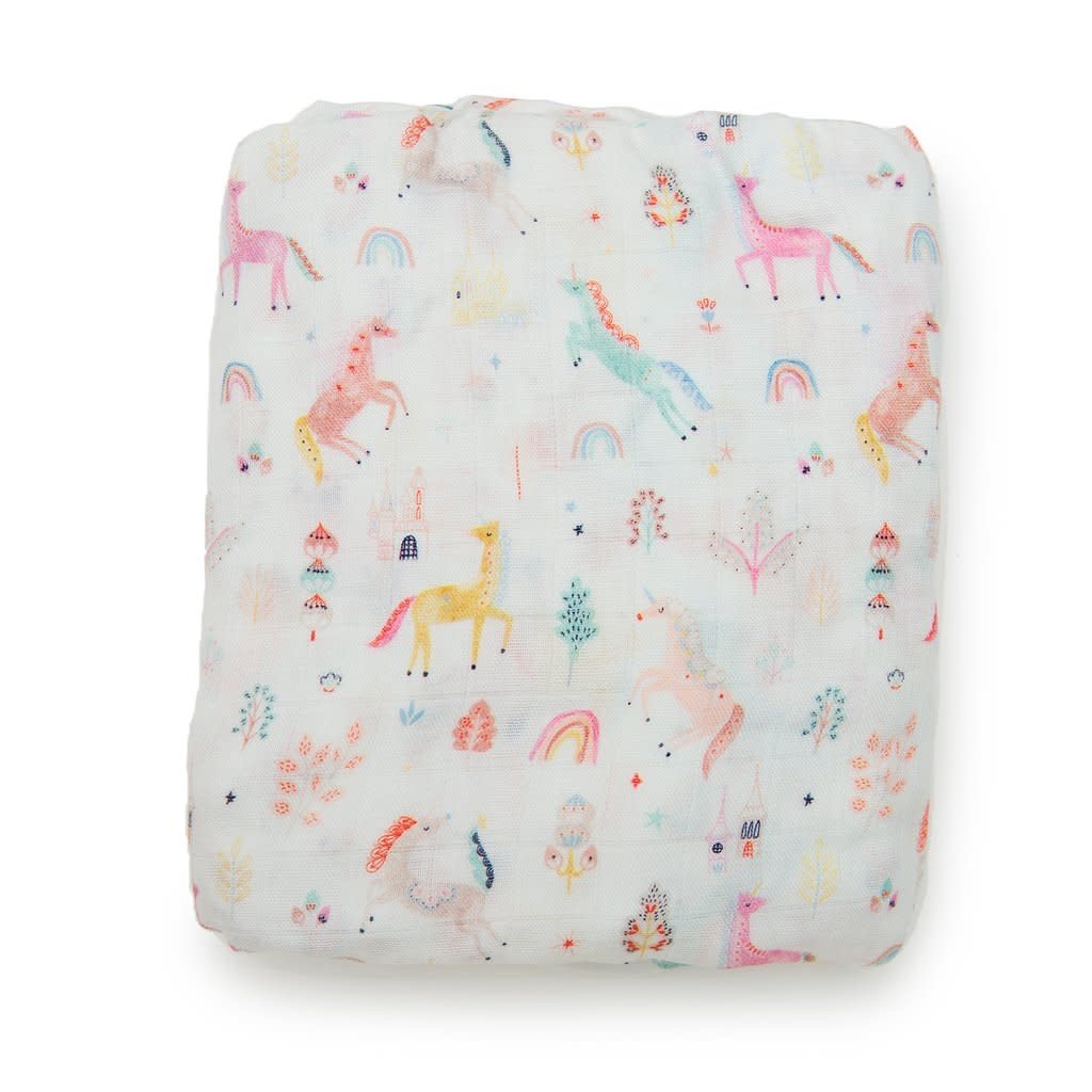 Loulou Lollipop Bamboo Fitted Crib Sheet Unicorn Dream