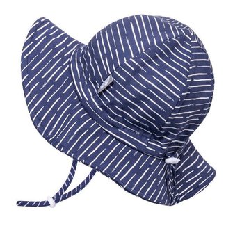 Jan & Jul Jan & Jul - Grow With Me Cotton Sun Hat, Navy with Waves, Small