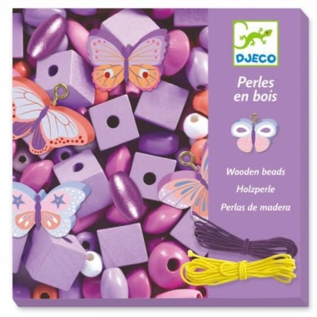 Djeco Djeco - Perles de Bois pour Bijoux, Papillons