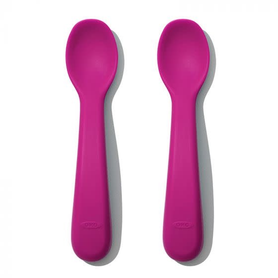 pink baby spoons