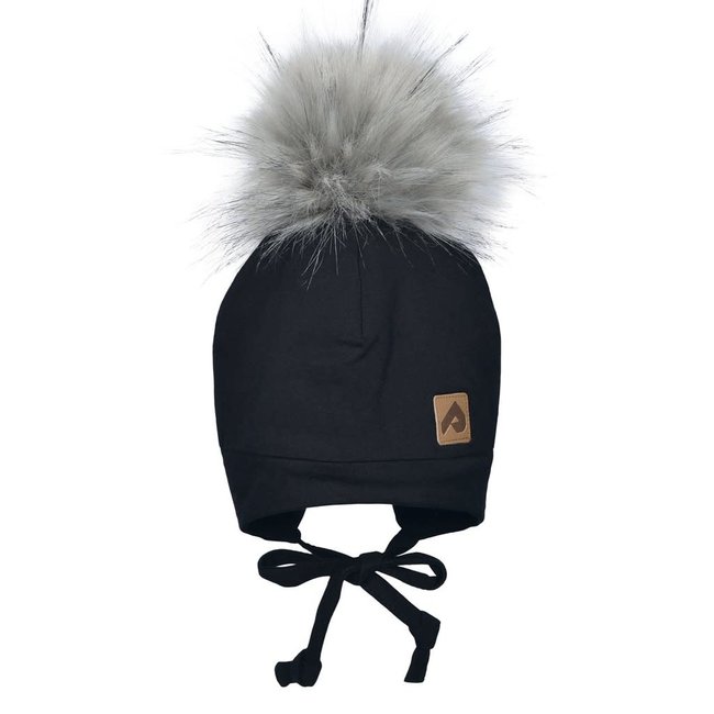 Perlimpinpin Perlimpinpin - Fleece Lined Pompom Hat, Black
