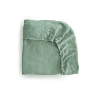 Mushie Mushie - Drap Contour en Mousseline, Vert Romain