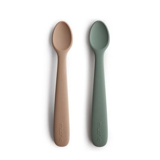 Mushie Mushie - Pack of 2 Silicone Spoons, Dried Thyme/Natural