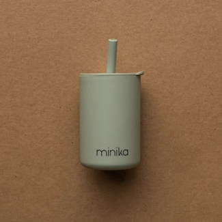 Minika Minika - Verre avec Paille et Couvercle, Sauge