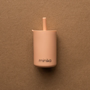 Minika - Verre avec Paille et Couvercle, Blush - Charlotte et Charlie