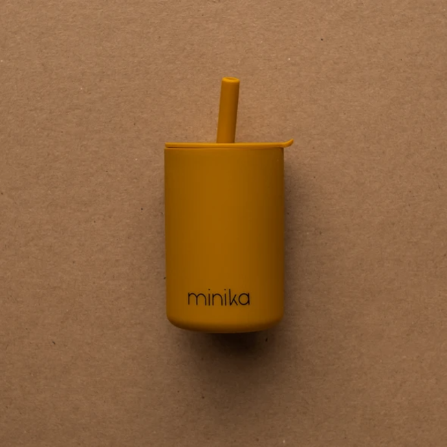 Minika Minika - Cup with Straw and Lid, Ocher