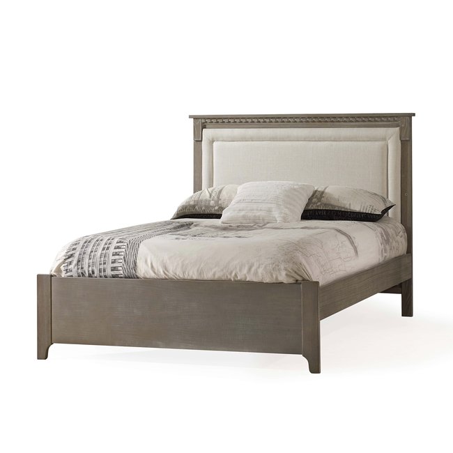 Natart Juvenile Natart Ithaca - Double Bed with Low Profile Footboard and Upholstered Panel, Talc Linen Weave