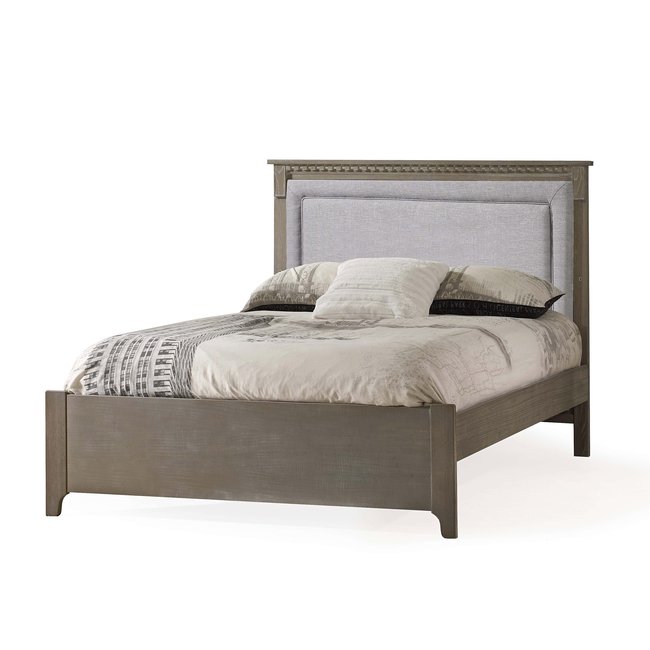 Natart Juvenile Natart Ithaca - Double Bed with Low Profile Footboard and Upholstered Panel, Fog Linen Weave