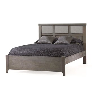 Natart Juvenile Natart Rustico - Double Bed with Low Profile Footboard and Upholstered Panel, Fog Linen Weave