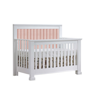 Natart Juvenile Natart Taylor - 5-in-1 Convertible Crib with Upholstered Panel, Blush