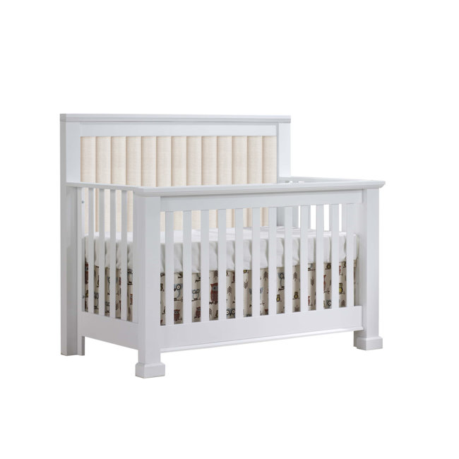 Natart Juvenile Natart Taylor - 5-in-1 Convertible Crib with Upholstered Panel, Talc Linen