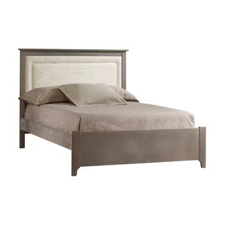 Natart Juvenile Nest Emerson - Double Bed with Low Profile Footboard and Upholstered Panel, Fog Talc Linen Weave