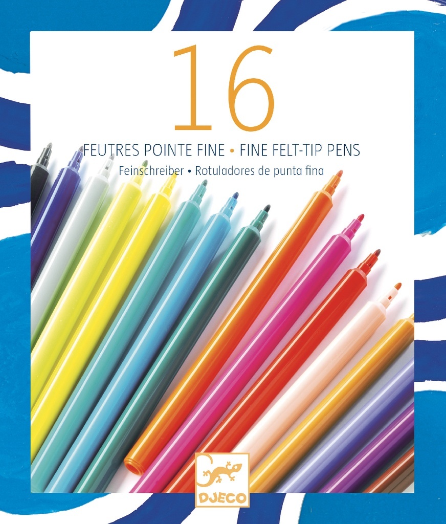 Djeco Paquet De 16 Feutres Pointe Fine Charlotte Et Charlie