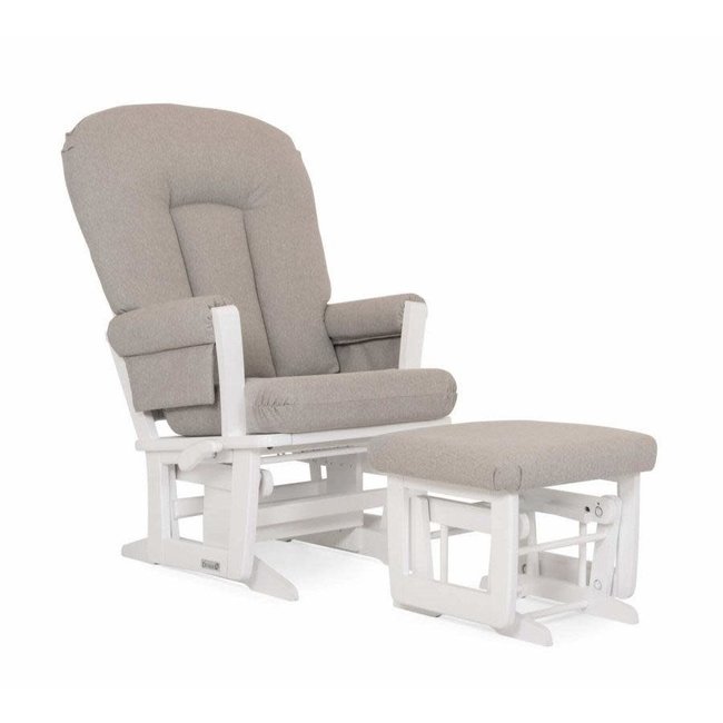 Dutailier Dutailier - Contemporary Glider Chair and Ottoman, White, Stock Program