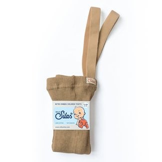 Silly Silas Silly Silas - Ribbed Footed Tights with Braces, Light Brown