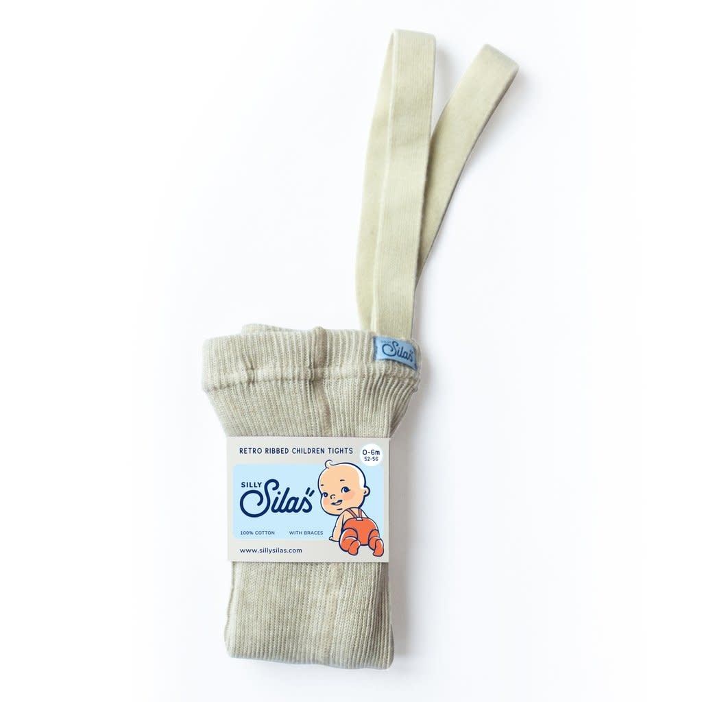 silly silas retro footed tights in cream blend - Little