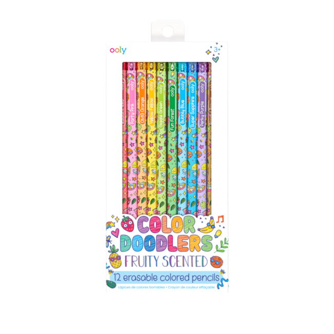 Ooly Ooly - Set of 12 Color Doodlers Fruity Scented Erasable Color Pencils