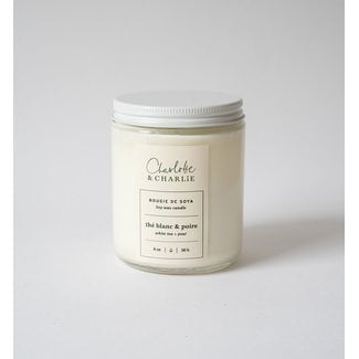 Charlotte et Charlie C&C - 8oz Candle Cotton Wick, White Tea and Pear