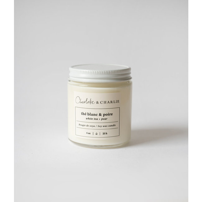 Charlotte et Charlie C&C - 4oz Candle Cotton Wick, White Tea and Pear