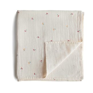 Mushie Mushie - Muslin Swaddle Blanket Organic Cotton, Cherries