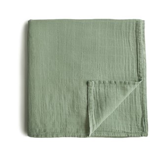 Mushie Mushie - Muslin Swaddle Blanket Organic Cotton, Sage